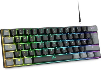 Productafbeelding van SnelShoppen - Mechanisch Gaming Toetsenbord Draadloos met RGB Verlichting, Bluetooth 5.0, 2,4 GHz en Kabel, QWERTZ, Blauwe Switches voor PC en Laptop