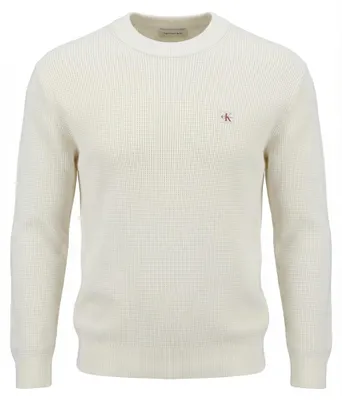 Produktbild von Calvin Klein Herren Pullover Baumwolle Waffle mit Rundhalsausschnitt, Beige (Tofu),