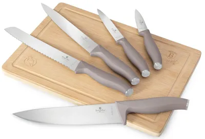 Imagen del producto de Juego de cuchillos Berlingerhaus con tabla de cortar, 6 piezas, colección Taupe, modelo BH-2967