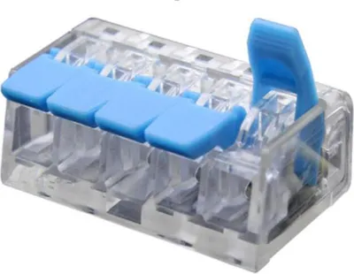 Produktbild von 10 Stk. Verbindungsklemme PCT412 / PCT413 / PCT414 / PCT415 - Farbauswahl : Blau PCT415 (5 Anschlüsse) Farbe: Blau Ausführung: PCT415 (5 Anschlüsse)