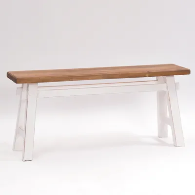 Produktbild von SITZBANK "EAST" | Mahagoni, 118x53x27,5cm (BxHxT) | Holzbank | Farbe: 06 weiß-landhaus