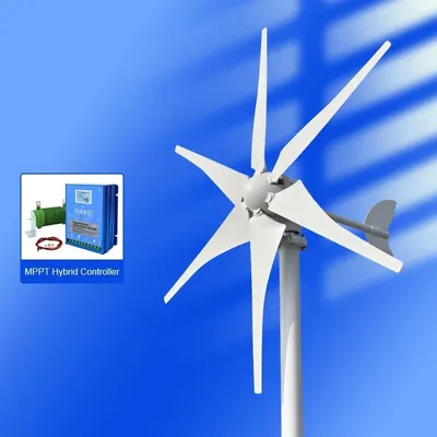 Produktbild von Windgenerator - S6-4000 - Horizontalachse - 4000 W 12 V - 6 Rotorblätter - Hybrid-Laderegler - Anlaufwind 1,5 m/s - Weiß