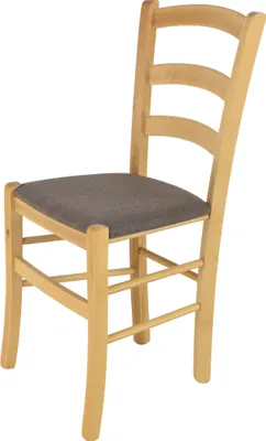 Produktbild von t m c s Tommychairs - Stuhl VENICE für Küche und Esszimmer, robuste Struktur aus lackiertem Buchenholz Farbe Naturfarben und gepolsterte Sitzfläche mit STOFF in der Farbe Rehbraun bezogen