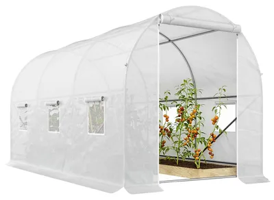 Image de Serre, 3,5 m x 2 m x 2 m, revêtement en polyéthylène résistant, 6 fenêtres en filet, porte à enroulement, idéale pour les fleurs et les légumes