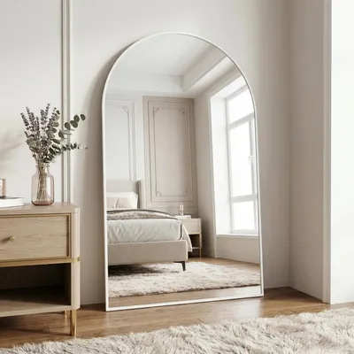Image de Miroir mural rectangulaire, dimensions 120x80 cm, cadre en alliage d'aluminium, verre résistant aux chocs, finition noir et blanc