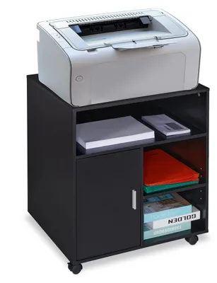 Büro-Rollcontainer mit 5 Fächern & Tür, MDF, 66,5x60x50 cm, schwarz