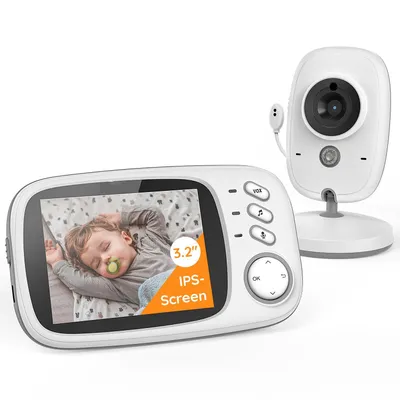 Produktbild von Babyphone mit Kamera 3,2 Zoll Babyphone mit Temperaturüberwachung, Zwei-Wege-Gegensprechanlage, Schlaflied, VOX