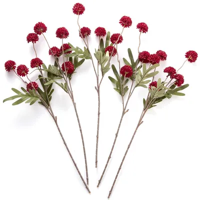 Kunstblumen 5er-Set, 52 cm, rot, 25 Blütenköpfe, Seide