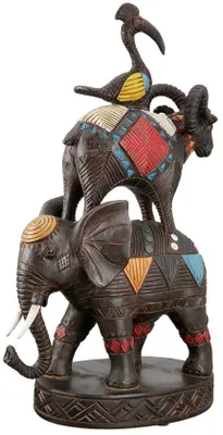 Image de Azomor : sculptures décoratives représentant des animaux, ornées de motifs colorés, pour la décoration d'intérieur