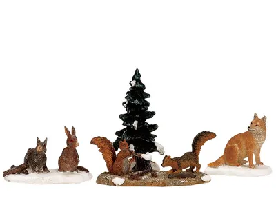 Image de Lemax Village de Noël Animaux de la forêt Maison de Noël Hiver Décoration Noël Figurines