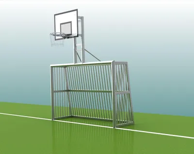 Produktbild von Fussballtor - Bolzplatztor - 3,00 x 2,00 m - mit Basketballaufbau - UNKAPUTTBAR