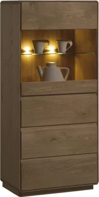 Produktbild von Vitrine Fazenda 21, Farbe: Dunkelbraun, Eiche teilmassiv – 135 x 61 x 41 cm (H x B x T)