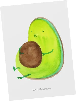 Produktbild von Mr. & Mrs. Panda Postkarte Avocado Pfeifen - Weiß - Geschenk, Ansichtskarten, Rund, Grußkarte, Postkarten, Fotokarte, Ansichtskarte, Abnehmen, Ernährung