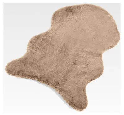 Produktbild von Schaffell-Imitat Vorleger, Lammfell Teppich, Kunstfell, flauschiger Vorleger, Bettvorleger, kleiner Teppich ca. 60x90cm Longhair, Fell-Optik - KEIN ECHTFELL (Beige)
