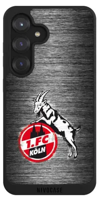 Produktbild von NIVOCASE Handyhülle für Samsung Galaxy S25 Hülle NIVOpure Case Schwarz 1. FC Köln Metallic Look Offizielles Lizenzprodukt