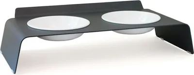 Zdjęcie produktu dla Podwyższona podwójna stacja żywieniowa dla kotów - Ergonomiczna - 2 sztuki - Antracytowa