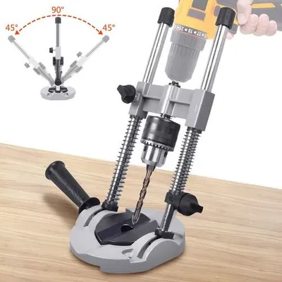 Obrázek produktu pro Víceúhlový vodicí držák vrtáku, přesné vrtání, aretace úhlu 45, 60, 75, 90°, vhodné pro otvory pro obrábění dřeva, kulaté otvory pro trubky atd