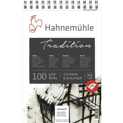 Produktbild von Hahnemühle Tradition Skizzenblock - 100 g/m² - spiral. - 24 x 34 cm - 50 Blatt