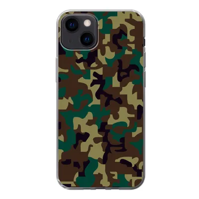 Produktbild von MuchoWow® Handyhülle Schutzhülle Hülle für iPhone 13 Camouflage-Muster mit dunklen Farben Silikon Softcase Handy Hülle - Karteninhaber