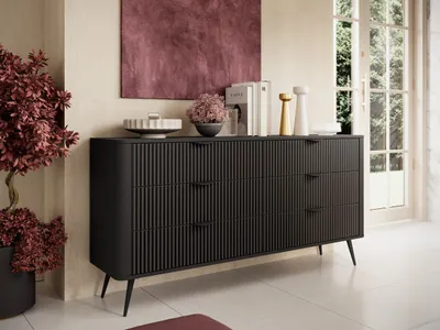 Produktbild von GrainGold Kommode Latina - Kommode mit Schubladen - Sideboard, TV-Kommode - Kommode Schwarz
