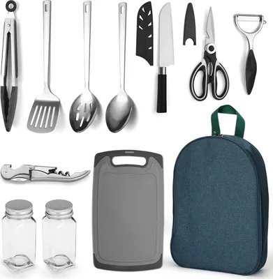 Image de Ensemble de vaisselle de camping, 10 pièces, en acier inoxydable, pour camping