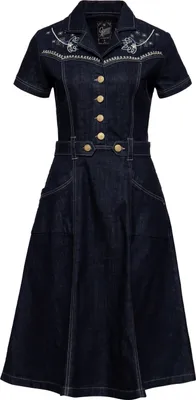 Produktbild von Queen Kerosin Denim Swing Kleid - Flowers S
