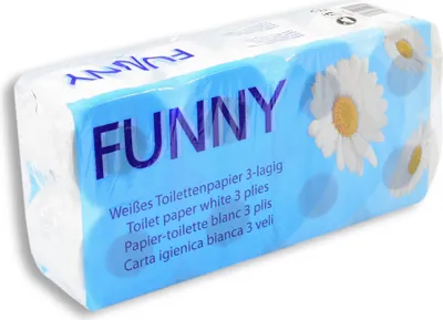 Produktbild von 96 Rollen Toilettenpapier Funny, 3-lagig Zellstoff hochweiß, 150 Blatt