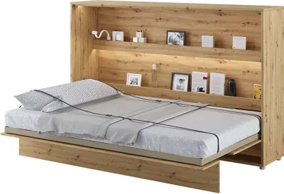 Obrázek produktu pro Furniture24 Skříňová postel Bed Concept Lenart, sklopná postel s roštem, V-postel, sklopná postel Skříňová postel Skříň s integrovanou sklopnou postelí Funkční postel BC-05, 120 x 200 cm, dub Artisan, horizontální