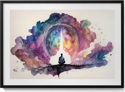 Produktbild von Lebensstil Meditation– Wandbild mit Rahmen – Gerahmtes Bild  – Wanddekoration – 100x70 cm –  Schwarz Rahmen