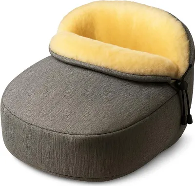 Produktbild von Heitmann Felle Lammfell-Fußwärmer  Farbe Grau meliert Größe ca. 29 x 32 cm, Höhe ca. 10 cm Außenstoff: grau meliert, Innenfell: beige geschoren Sohle mit Anti-Rutsch Noppen 335GM