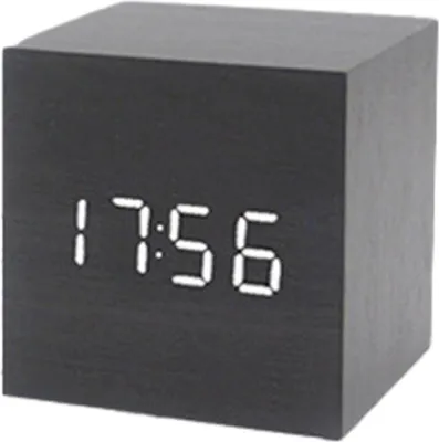 Produktbild von Digitaler Wecker, elektronische LED-Zeitanzeige, Doppelalarm, kleiner, kubischer Mini-Wecker aus Holz