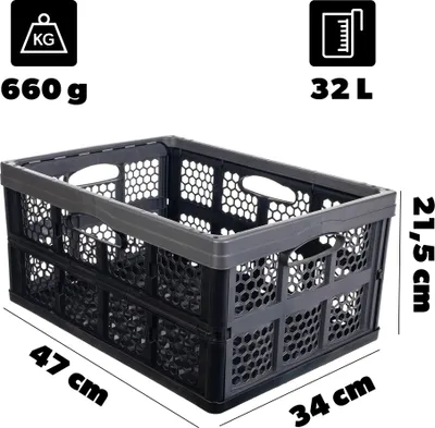Obrázok produktu pre KADAX skladací kufor, nákupný košík, skladacia nádoba, 32 l, veľký, robustný