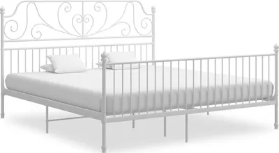 Image de The Living Store Cadre de lit blanc métal 180x200 cm
