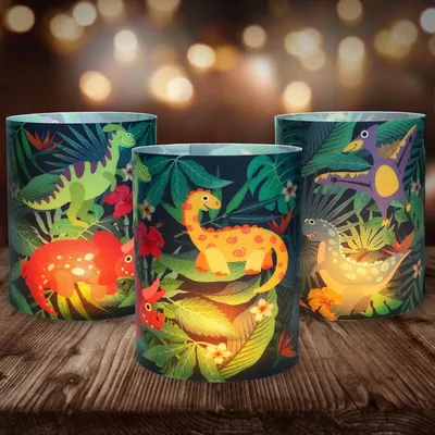 Produktbild von Tischdeko Kinder Geburtstag Dino, Seutgjie Dino Geburtstag Deko Junge Mädchen für Teelichter oder Kerzen