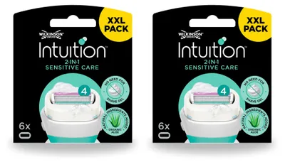 Imagen del producto de 2 hojas de repuesto Wilkinson Intuition Sensitive Care, diseñadas para pieles sensibles, pack de 2 unidades