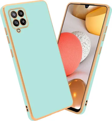 Produktbild von Cadorabo Schutzhülle für Samsung Galaxy A42 5G / M42 5G in Glossy Mint Grün - Gold Hülle flexibles TPU Silikon Cover Kameraschutz