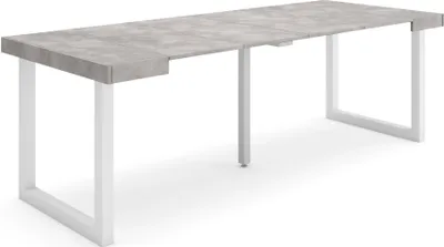 Produktbild von Ausziehbarertisch, 222x90x73cm, Für 10 Gäste, Massivholz Beine, Zementgrau