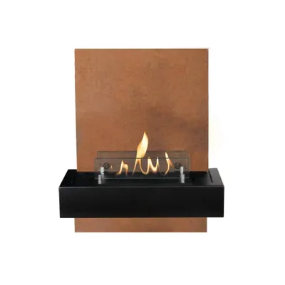 Immagine prodotto di Caminetto da parete a etanolo Xaralyn - Quero BC - cortenstaal - riscaldamento a 2 kW - caminetto da parete incluso caminetto da incasso - cornice per caminetto - caminetto decorativo