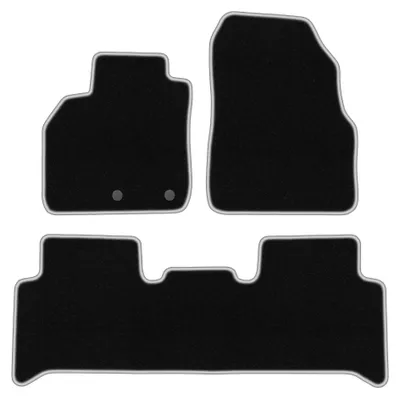 Obrázek produktu pro Velurové autokoberce pro: Renault Scenic II 2003-2009 (minivan) – sada 4 ks, černo-stříbrné, na míru – Wielganizator CARLUX