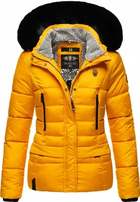 Produktbild von Marikoo Loveleen Damen Winter Steppjacke mit Kapuze Parka Mantel Winterjacke Gelb Gr. 36 - S