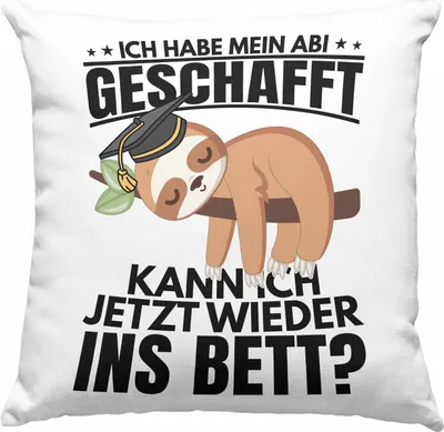Produktbild von Trendation - Abi 2025 Geschenk Abschluss Abitur Deko-Kissen mit Füllung 40x40 Faultier Abifeier Geschenkidee (Grau)