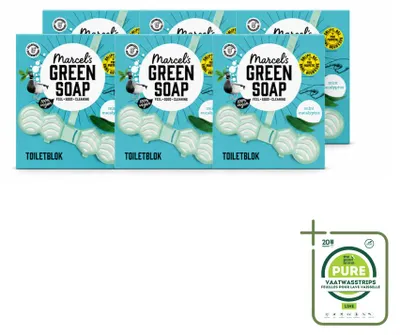 Produktbild von 6 x Marcel's Green Soap WC-Stein - Minze & Eukalyptus - Großpackung - 6 Stücke