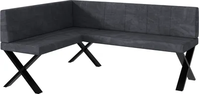 Produktbild von MEBLINI Eckbank für Esszimmer - Küchenbank - Essecke - Sitzecke Küche - PETER - X-Beine 128x168x87cm Links - Dunkelgrau Samt