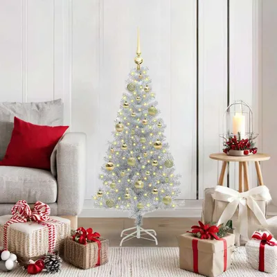 Obrázok produktu pre Nábytkový vianočný stromček so 150 LED diódami so stojanom strieborný 120 cm PET - Vianočné girlandy 3396656