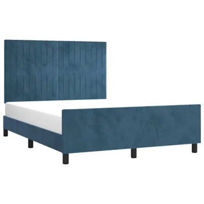 Produktbild von "2026 Aktion"Bettgestell - CLORIS - Doppelbett - Robust und langlebig - ohne Matratze Dunkelblau 140x190 cm - Einfache Montage -  Samt - NeuMöbel3289422