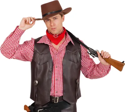 Produktbild von Cowboy Herren Weste braun Wilder Westen Karneval Fasching Kostüm 52/54