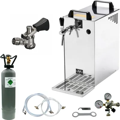 Produktbild von Bierkühler Bierzapfanlage 60 L/h - 1-leitig - KOMPLETTSET - KEG Korb - CO2 2Kg