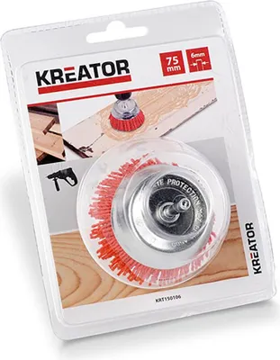 Obrázek produktu pro KREATOR Nylonový kartáčový nástavec drátěný kartáč ø 6 mm / kulatý kartáč ø 75 mm - Nylonový kartáč ø 75 mm
