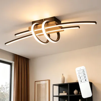 Imagen del producto de Lámpara de techo LED, regulable con mando a distancia, 37W, color . Lámpara para cocina, diseño moderno con dos anillos. Iluminación de techo para dormitorio, cocina, pasillo