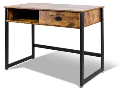 Immagine prodotto di Otari - Scrivania in stile industriale con cassetto e vano a giorno, 110x50xH76 cm